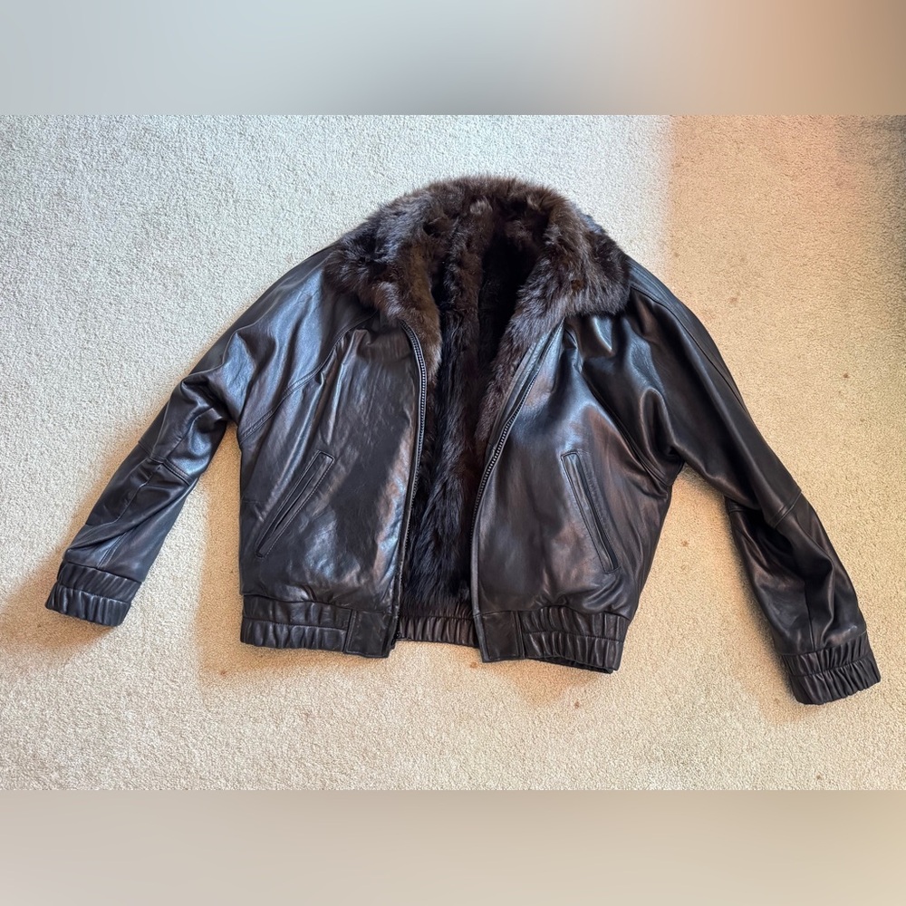 Vintage Andrew Marc Leather Jacket with zip-out fur lining